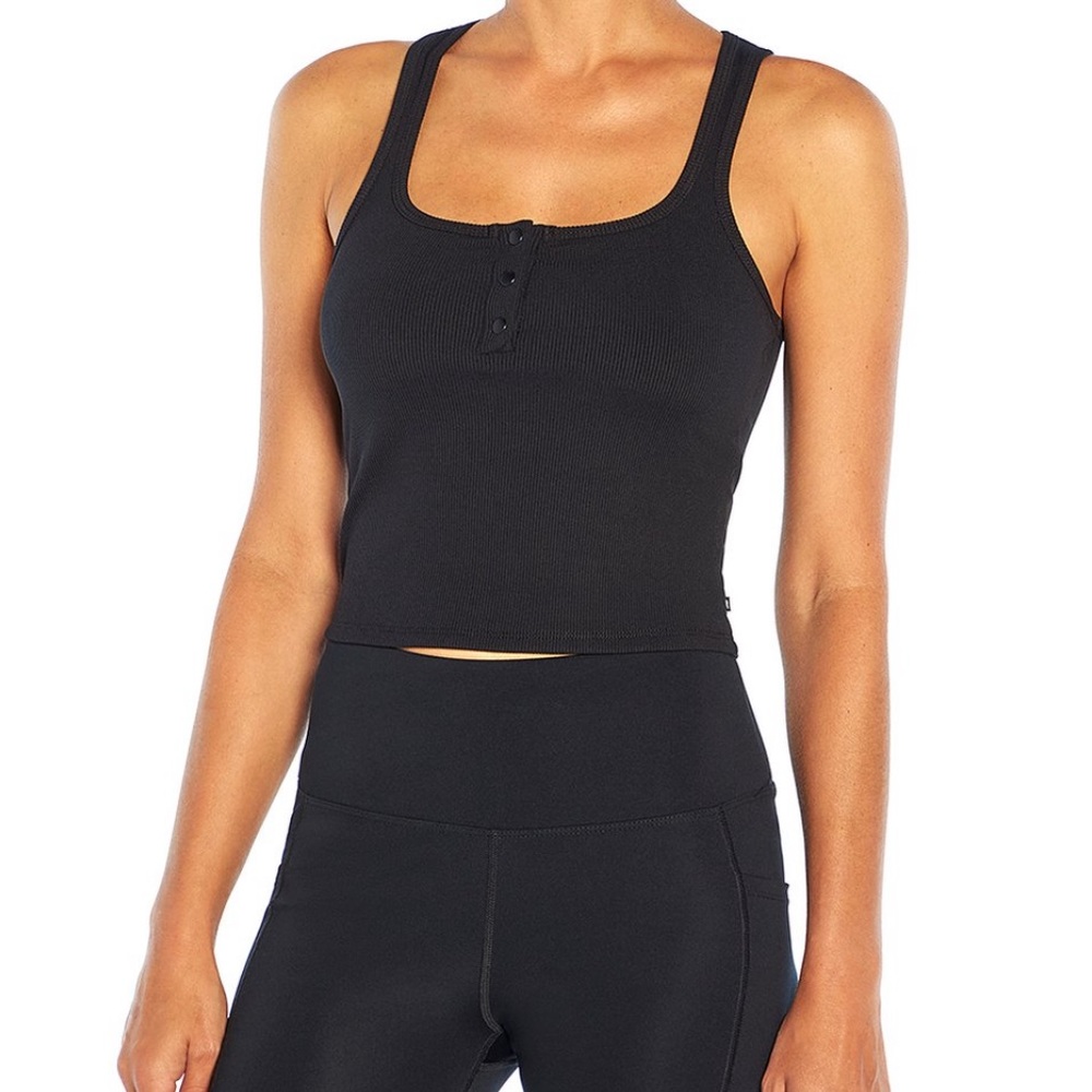 Marika button front crop tank.